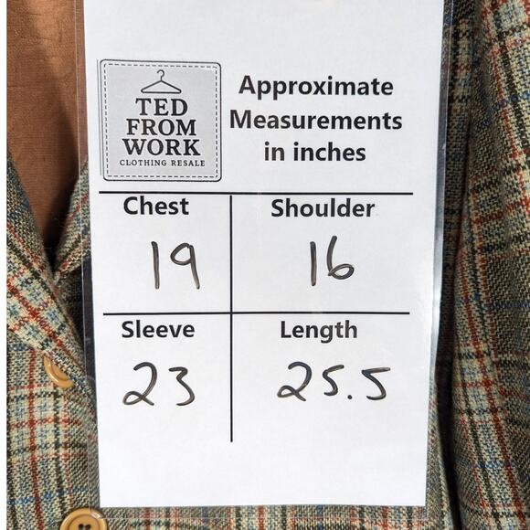 Vintage 1960s Plaid Wool Blazer Womens Size 12 Brown Blue Lined Jacket 2 Button - Picture 5 of 5